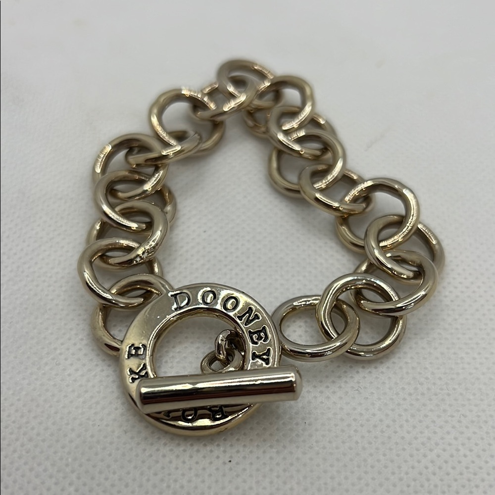 Vintage Dooney & Bourke Chunky Silver Chain Link Bracelet with Toggle Clasp